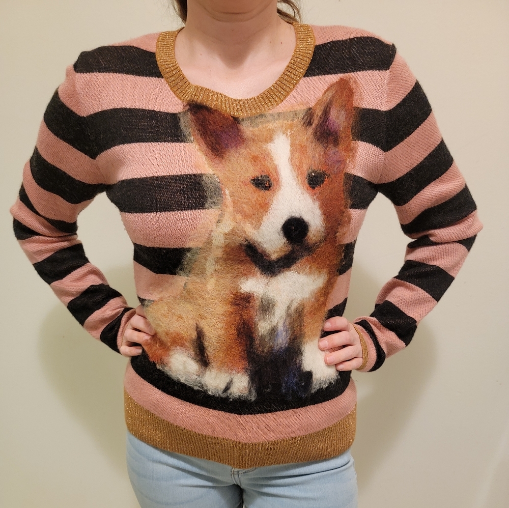 Anthropologie Dog Sweater Top M
